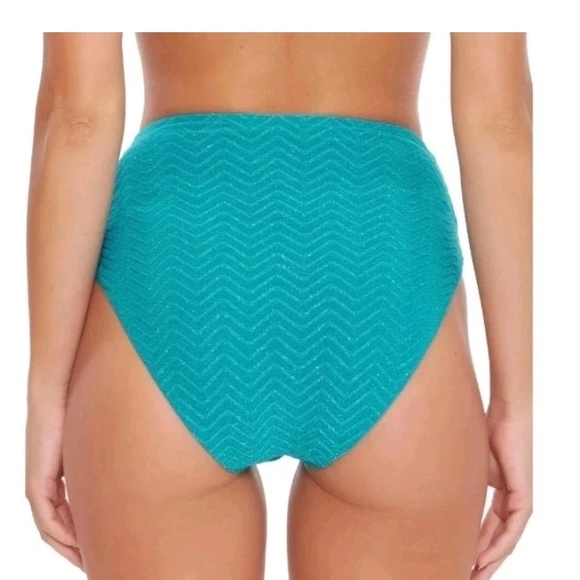 Trina Turk Swim Spa Collection Hi Waist Bikini Bottom Teal Women's Size 10 NWT - Picture 3 of 9